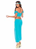 Princess Jasmine from Aladdin, costume top and pants, rhinestones, off shoulder
